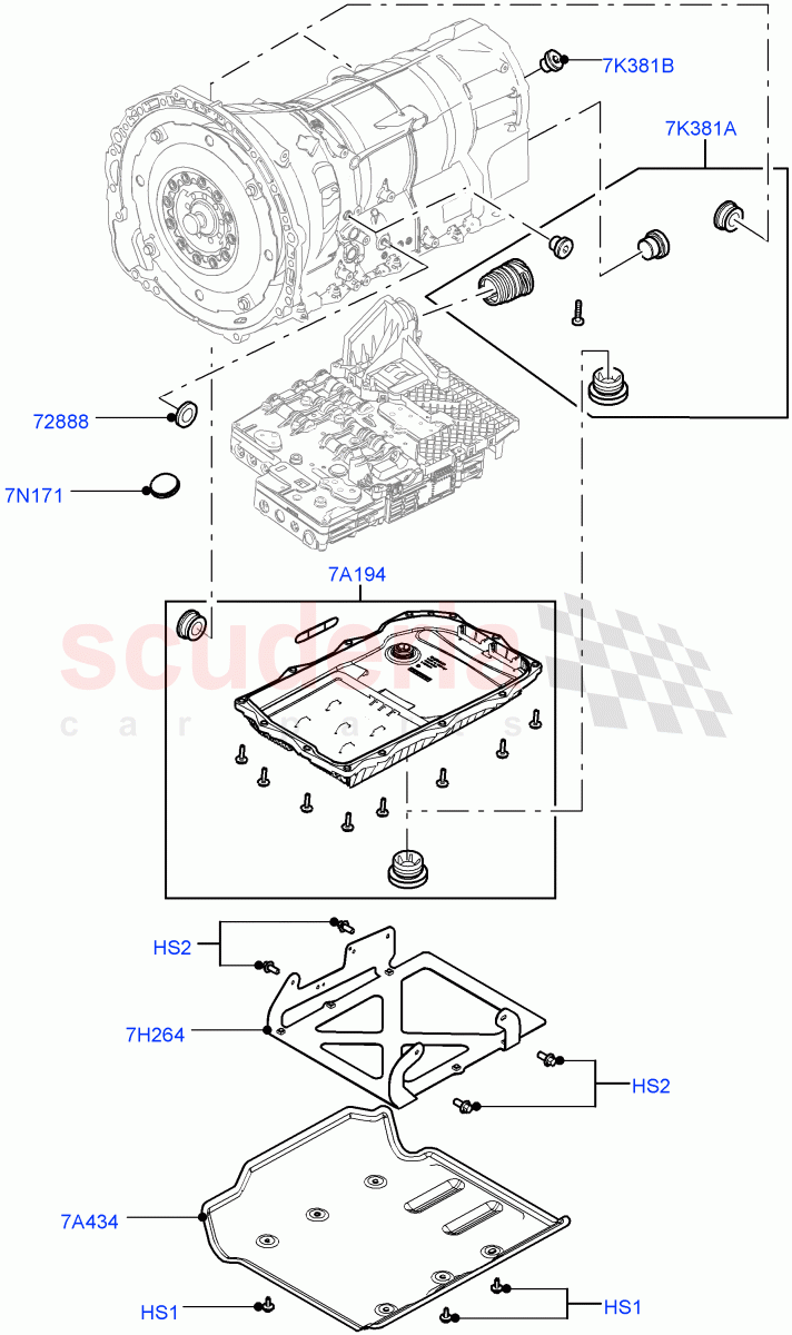 Transmission External Components (Solihull Plant Build) (8 Speed Auto Trans ZF 8HP45) ((V) FROMAA000001) of Land Rover Land Rover Range Rover (2012-2021) [2.0 Turbo Petrol AJ200P]