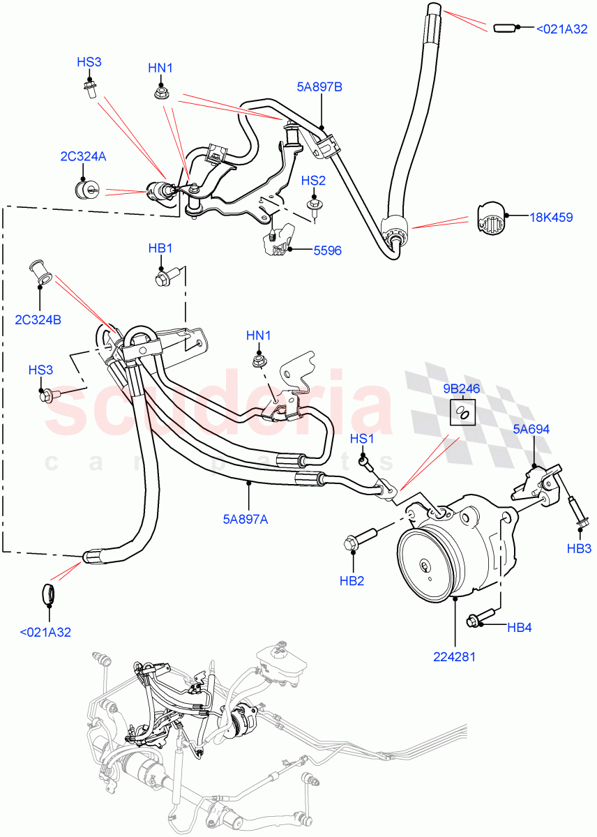 Active Anti-Roll Bar System (ARC Pump, High Pressure Pipes) (4.4L DOHC DITC V8 Diesel) ((V) FROMJA000001) of Land Rover Land Rover Range Rover Sport (2014+) [3.0 Diesel 24V DOHC TC]