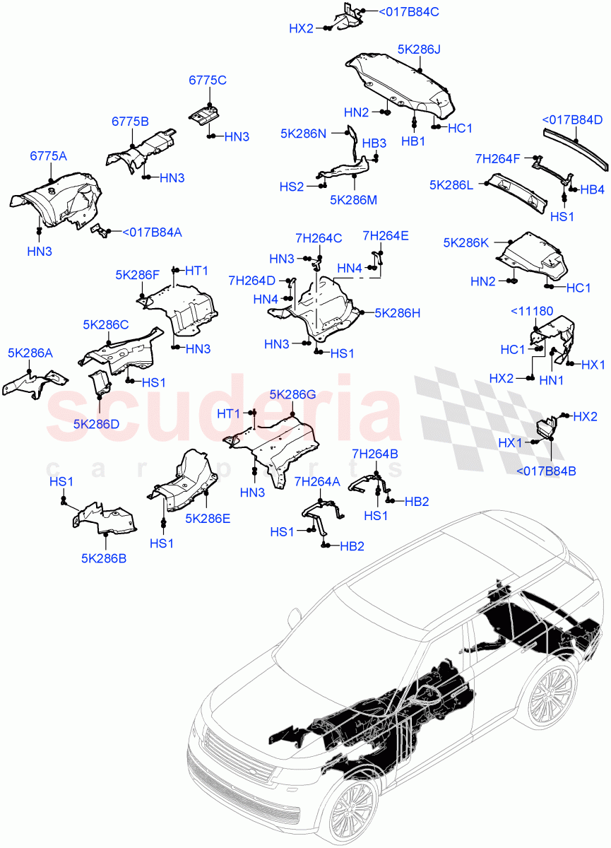 Splash And Heat Shields of Land Rover Land Rover Range Rover (2022+) [3.0 I6 Turbo Diesel AJ20D6]