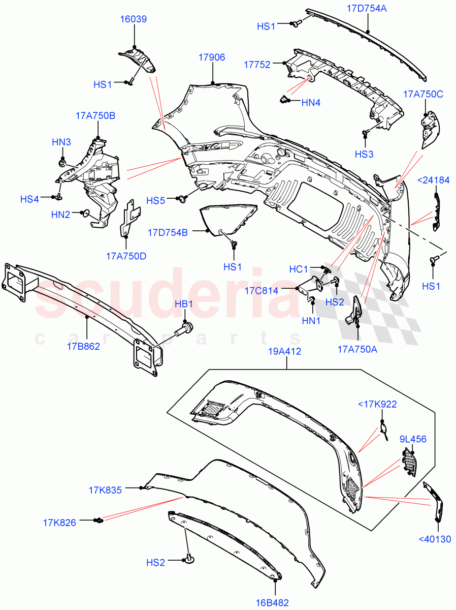 Rear Bumper (Changsu (China), Front Bumper - Sport - Body Colour) of Land Rover Land Rover Range Rover Evoque (2019+) [2.0 Turbo Petrol AJ200P]