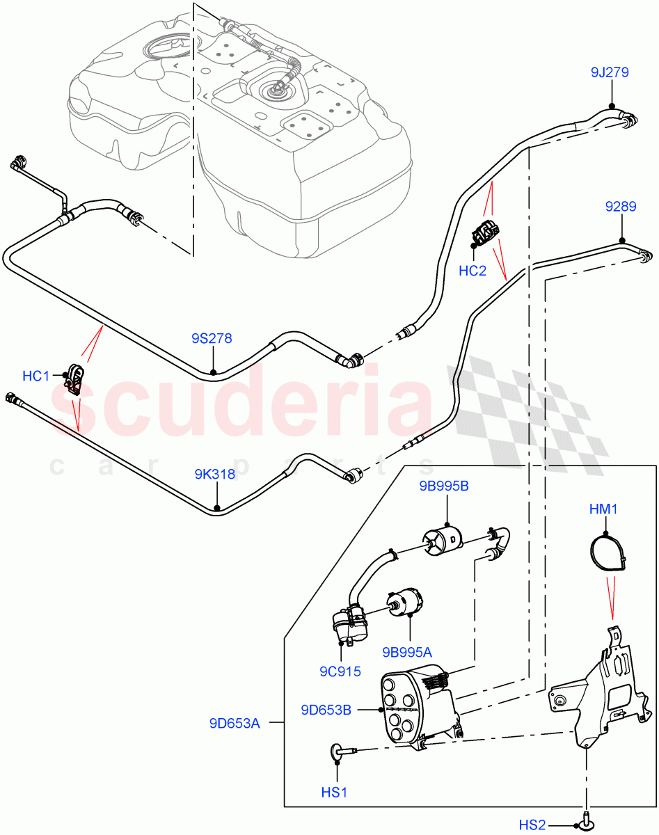 Carbon Canister(2.0L AJ20P4 Petrol Mid PTA,Changsu (China),Fuel Tank Filler Neck - DMTL)((V)FROMKG446857) of Land Rover Land Rover Discovery Sport (2015+) [2.0 Turbo Petrol AJ200P]