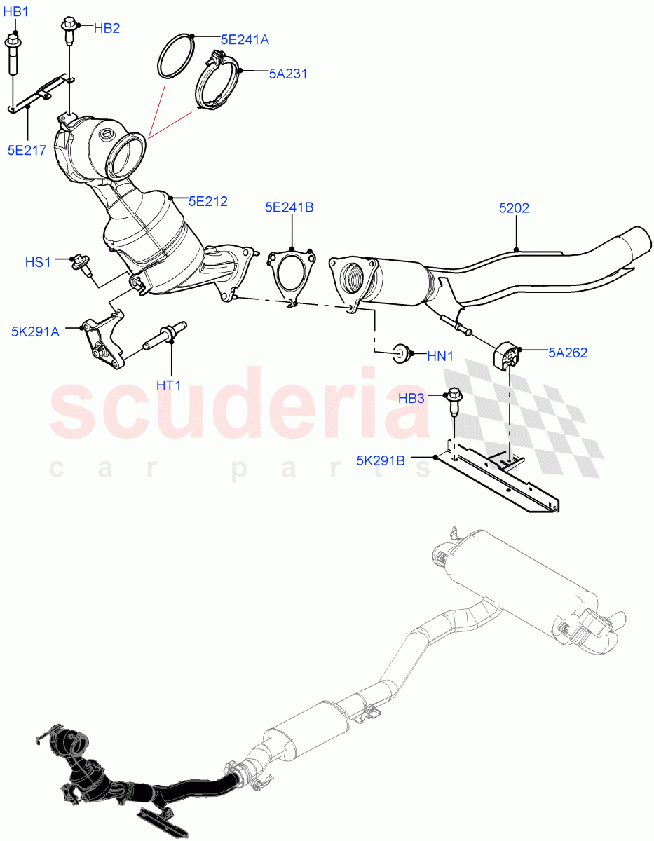 Front Exhaust System (2.0L I4 High DOHC AJ200 Petrol, Changsu (China), 2.0L I4 Mid DOHC AJ200 Petrol) of Land Rover Land Rover Discovery Sport (2015+) [2.0 Turbo Petrol AJ200P]