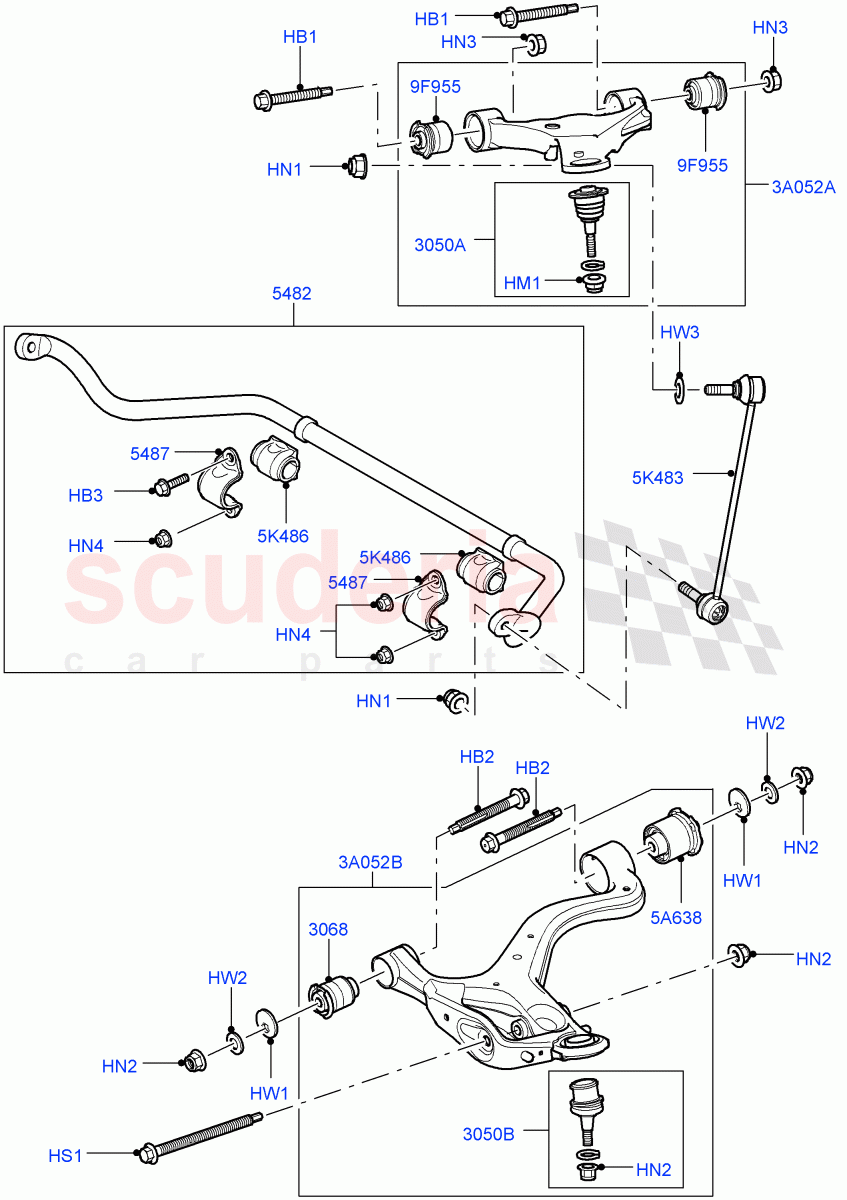 Front Susp.Arms/Stabilizer/X-Member (Less Roll Stability Control, Less ACE Suspension) ((V) TO9A999999) of Land Rover Land Rover Range Rover Sport (2005-2009) [4.2 Petrol V8 Supercharged]
