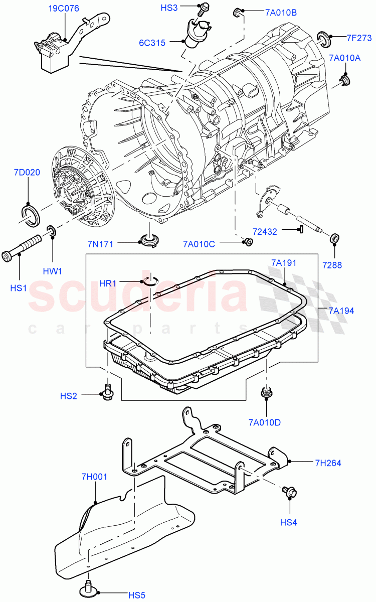 Transmission External Components(Cologne V6 4.0 EFI (SOHC),6 Speed Auto ZF 6HP26 Steptronic,Lion Diesel 2.7 V6 (140KW),3.6L V8 32V DOHC EFi Diesel Lion)((V)FROMAA000001) of Land Rover Land Rover Discovery 4 (2010-2016) [2.7 Diesel V6]