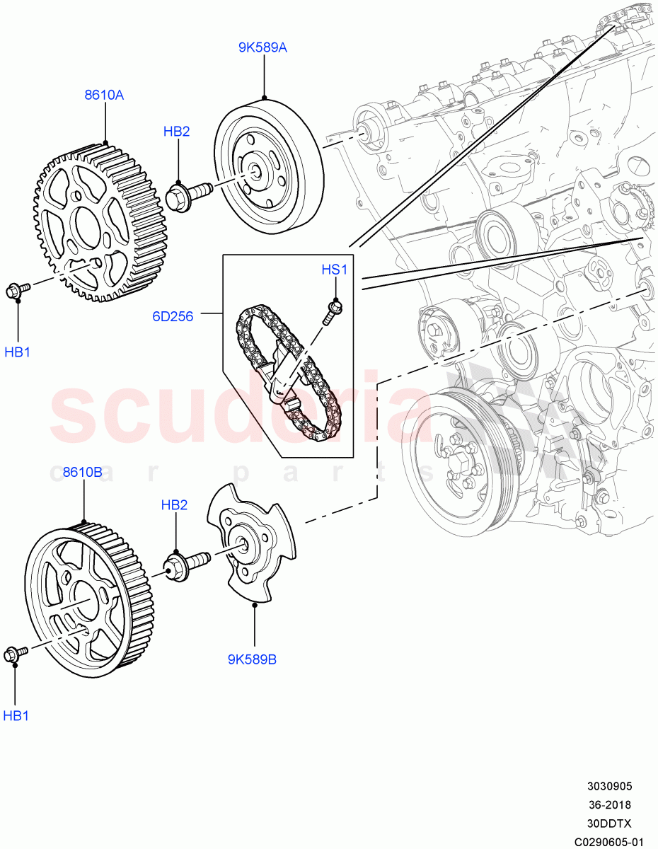 Timing Gear (Upper, Nitra Plant Build) (3.0 V6 Diesel) ((V) FROMK2000001) of Land Rover Land Rover Discovery 5 (2017+) [3.0 Diesel 24V DOHC TC]
