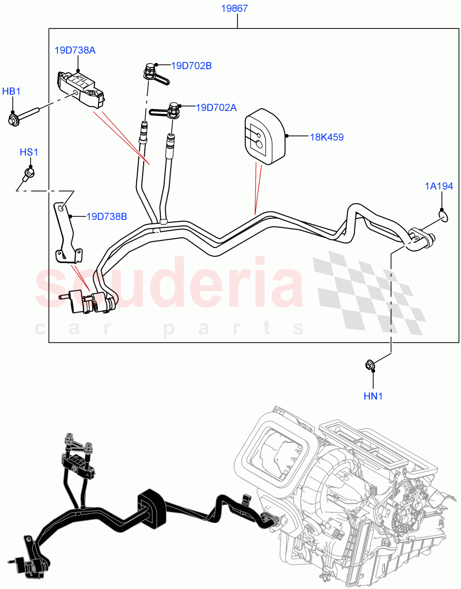 Air Conditioning System(Halewood (UK),Air Conditioning Refrigerant-R134A,Electric Engine Battery-PHEV)((V)FROMLH000001,(V)TOLH999999) of Land Rover Land Rover Discovery Sport (2015+) [2.0 Turbo Diesel AJ21D4]