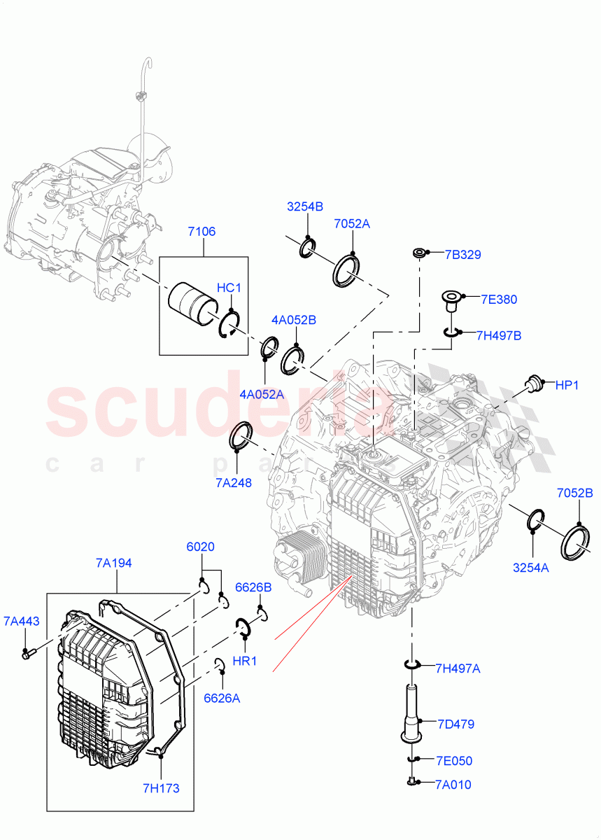 Transmission External Components (1.5L AJ20P3 Petrol High, 8 Speed Automatic Trans 8G30, Changsu (China), 1.5L AJ20P3 Petrol High PHEV) of Land Rover Land Rover Range Rover Evoque (2019+) [2.0 Turbo Diesel]