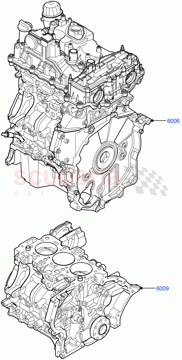 Service Engine And Short Block (1.5L AJ20P3 Petrol High, 8 Speed Automatic Trans 8G30, Changsu (China), 1.5L AJ20P3 Petrol High PHEV) of Land Rover Land Rover Discovery Sport (2015+) [1.5 I3 Turbo Petrol AJ20P3]