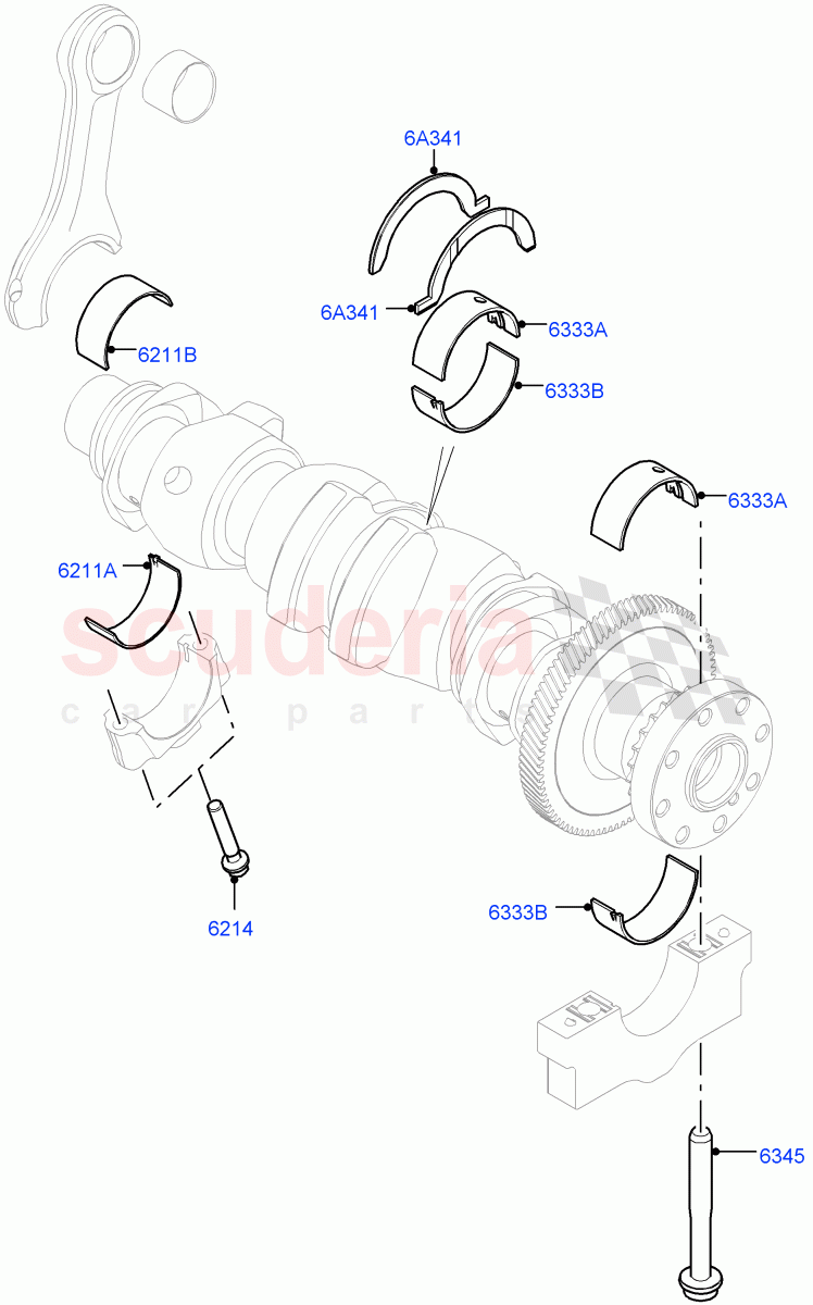 Crankshaft/Pistons And Bearings (Nitra Plant Build) (2.0L I4 DSL HIGH DOHC AJ200, 2.0L I4 DSL MID DOHC AJ200) ((V) FROMK2000001) of Land Rover Land Rover Defender (2020+) [2.0 Turbo Diesel]