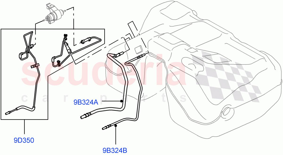 Fuel Lines (Rear) (2.0L I4 DSL MID DOHC AJ200, 2.0L I4 DSL HIGH DOHC AJ200) ((V) FROMGH000001) of Land Rover Land Rover Range Rover Evoque (2012-2018) [2.0 Turbo Diesel]