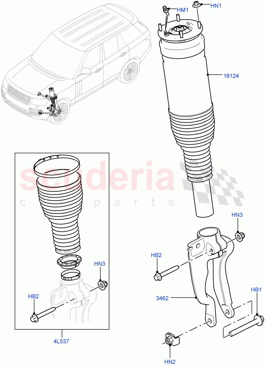 Front Suspension Struts And Springs of Land Rover Land Rover Range Rover (2012-2021) [3.0 I6 Turbo Petrol AJ20P6]