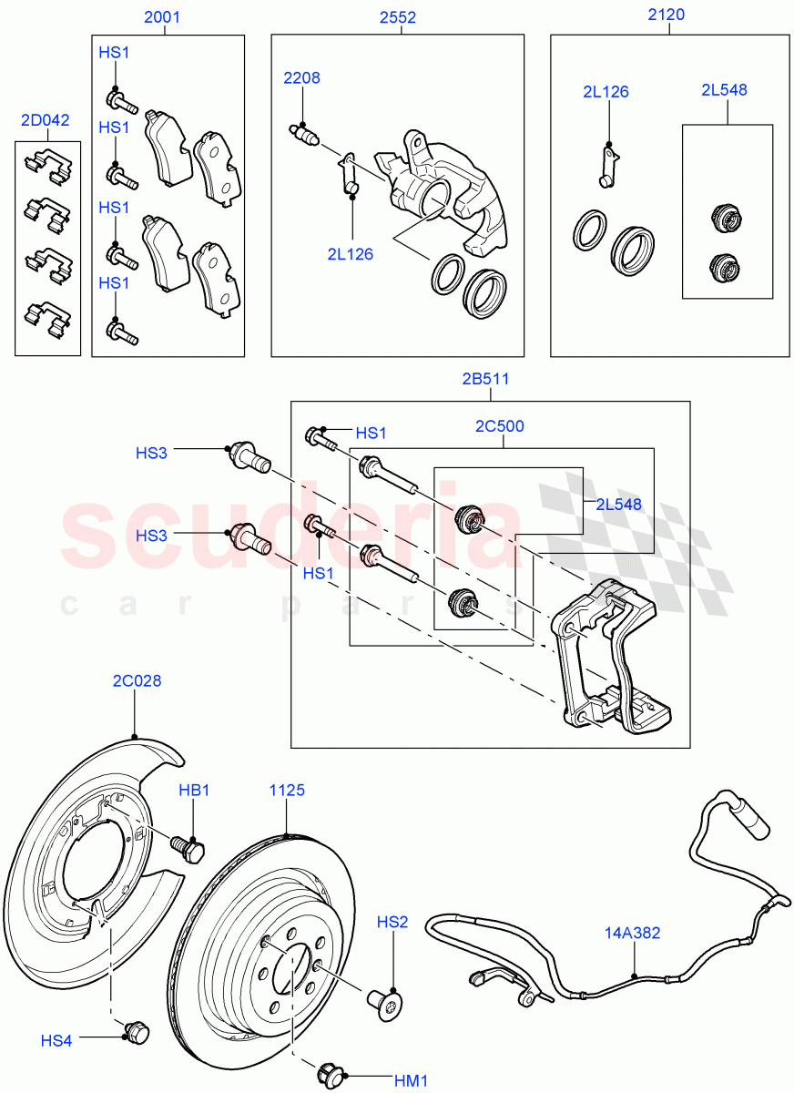 Rear Brake Discs And Calipers(5.0L OHC SGDI NA V8 Petrol - AJ133,3.6L V8 32V DOHC EFi Diesel Lion)((V)FROMBA333986) of Land Rover Land Rover Range Rover (2010-2012) [3.6 V8 32V DOHC EFI Diesel]