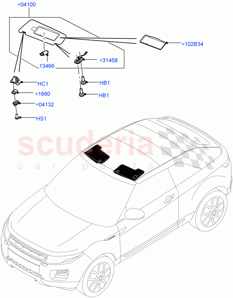 Headlining And Sun Visors (2 Door Convertible, Halewood (UK)) of Land Rover Land Rover Range Rover Evoque (2012-2018) [2.0 Turbo Diesel]