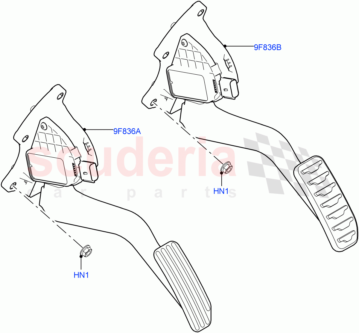 Accelerator/Injection Pump Controls (2.0L I4 High DOHC AJ200 Petrol, Itatiaia (Brazil), 2.0L I4 Mid DOHC AJ200 Petrol, 2.0L AJ20P4 Petrol E100 PTA, 2.0L I4 Mid AJ200 Petrol E100) of Land Rover Land Rover Range Rover Evoque (2012-2018) [2.0 Turbo Petrol AJ200P]
