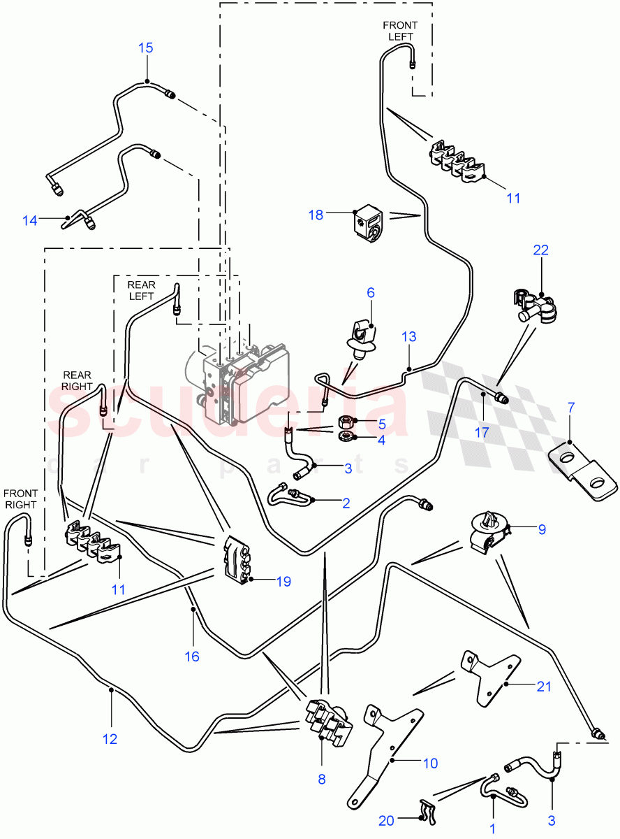 Front Brake Pipes(RHD,4 Wheel Anti-Lock Braking System)((V)FROMBA000001) of Land Rover Land Rover Defender (2007-2016)