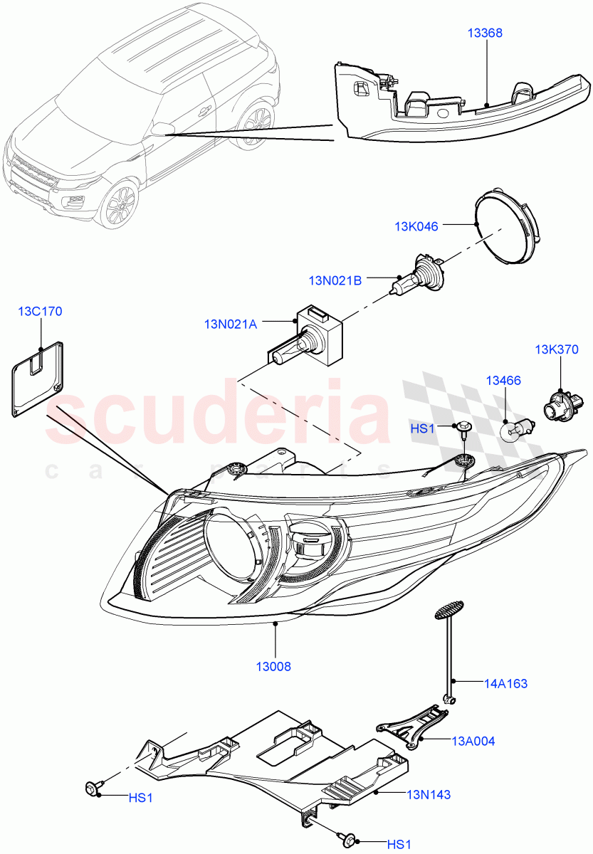 Headlamps And Front Flasher Lamps(Itatiaia (Brazil))((V)FROMGT000001) of Land Rover Land Rover Range Rover Evoque (2012-2018) [2.0 Turbo Diesel]