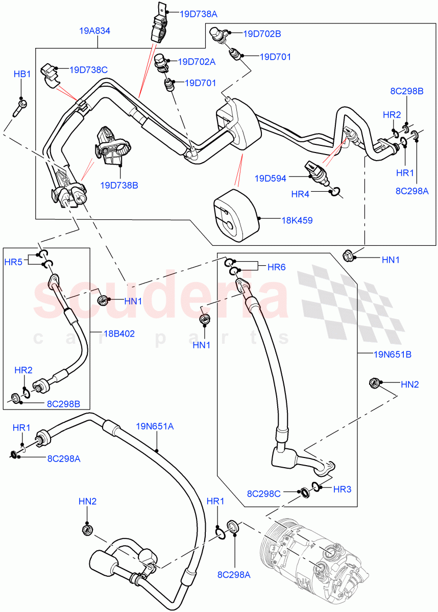 Air Conditioning System(2.0L 16V TIVCT T/C Gen2 Petrol,Halewood (UK),2.0L 16V TIVCT T/C 240PS Petrol) of Land Rover Land Rover Range Rover Evoque (2012-2018) [2.0 Turbo Diesel]