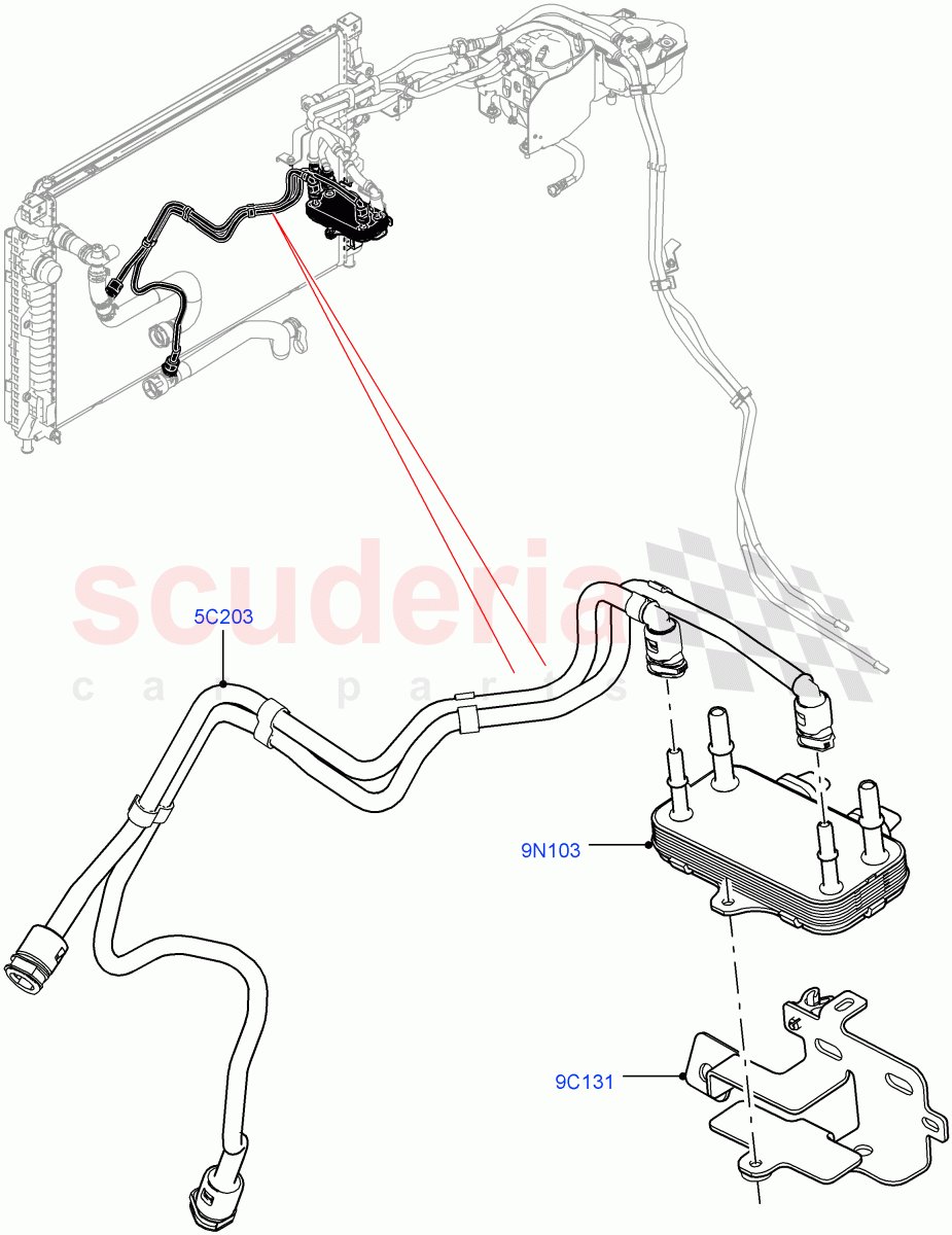 Fuel Cooler Assembly (2.0L I4 DSL MID DOHC AJ200, Itatiaia (Brazil), 2.0L I4 DSL HIGH DOHC AJ200) ((V) FROMGT000001) of Land Rover Land Rover Range Rover Evoque (2012-2018) [2.0 Turbo Diesel]