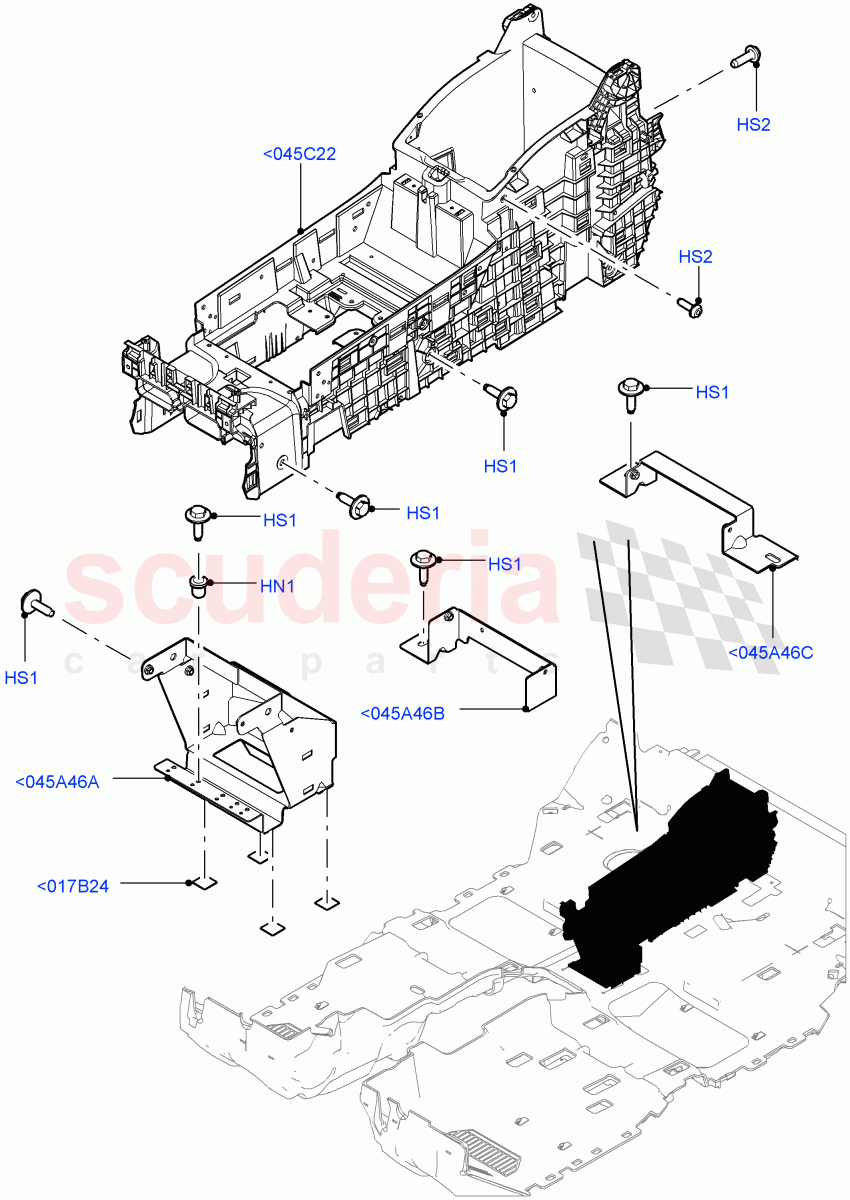 Console - Floor(Internal Components, Rear, For Carrier Assy)(With 40/40 Split Individual Rr Seat,Individual 2nd Row Seats SV) of Land Rover Land Rover Range Rover (2012-2021) [2.0 Turbo Petrol GTDI]