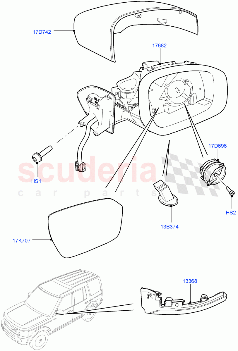 Exterior Rear View Mirror((V)FROMEA000001) of Land Rover Land Rover Discovery 4 (2010-2016) [3.0 DOHC GDI SC V6 Petrol]