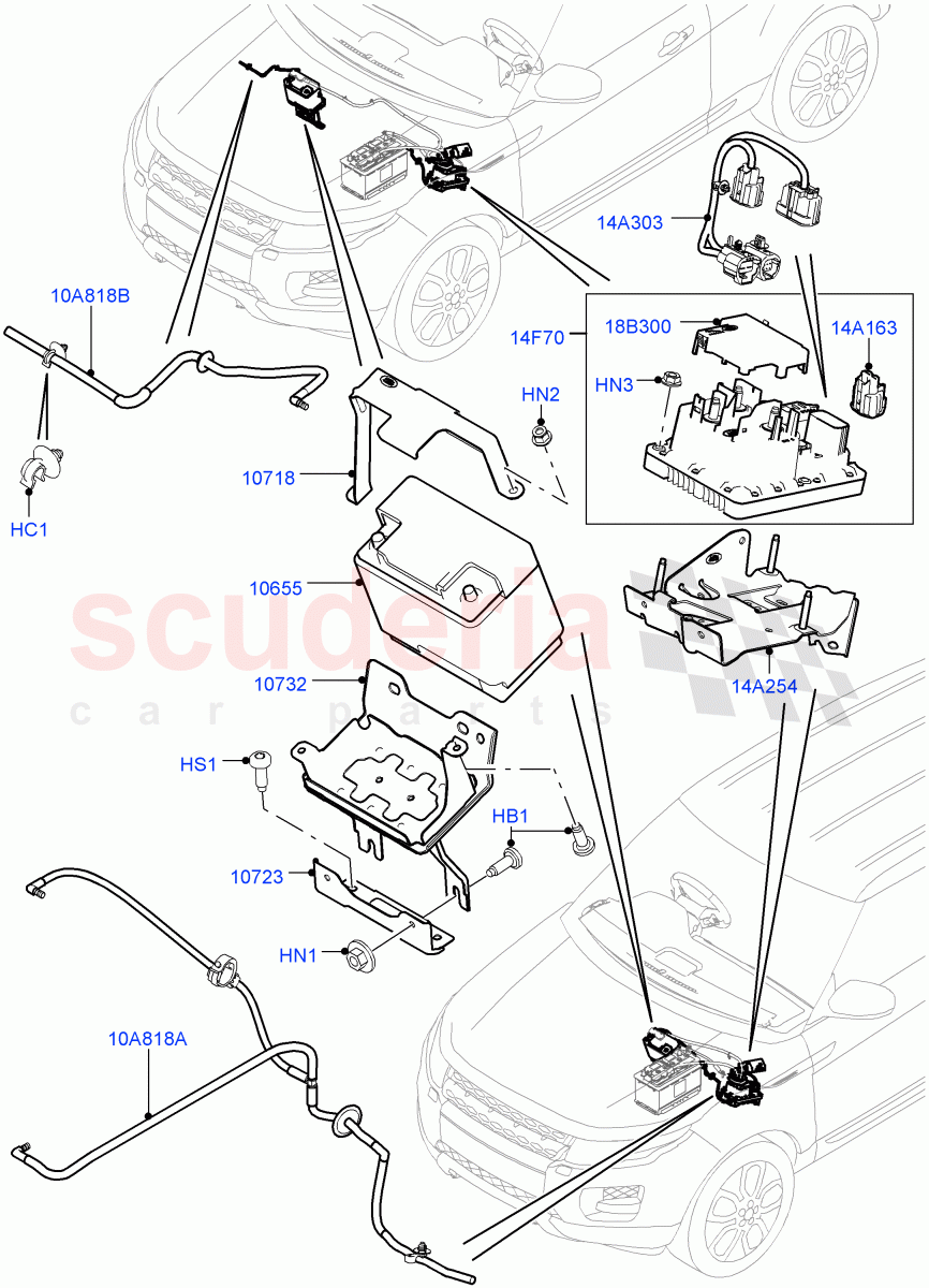 Battery And Mountings(Halewood (UK),Starter - Stop/Start System)((V)FROMEH000001) of Land Rover Land Rover Range Rover Evoque (2012-2018) [2.0 Turbo Diesel]