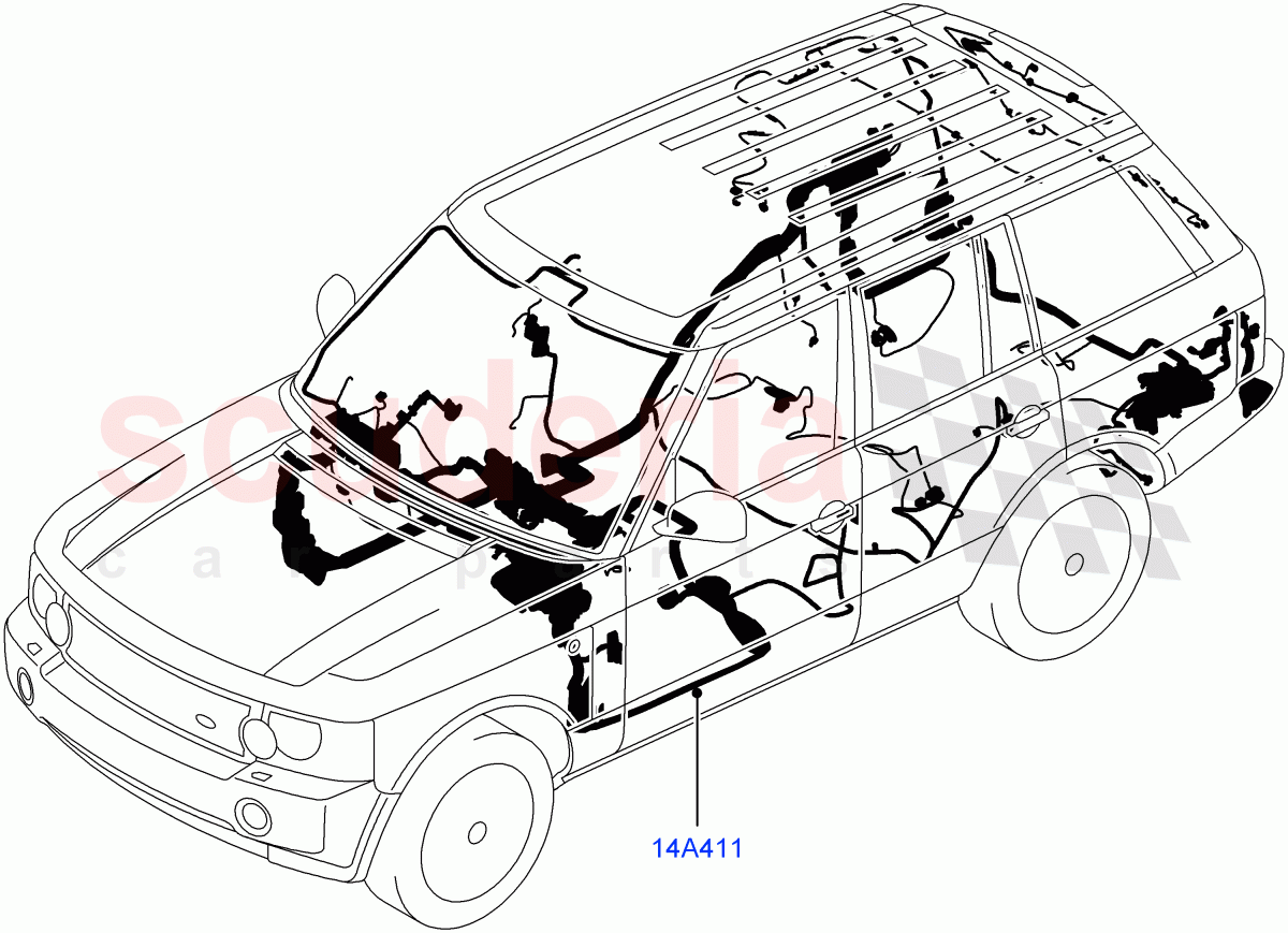 Electrical Wiring - Body And Rear((V)FROMAA000001,(V)TOBA334632) of Land Rover Land Rover Range Rover (2010-2012) [3.6 V8 32V DOHC EFI Diesel]