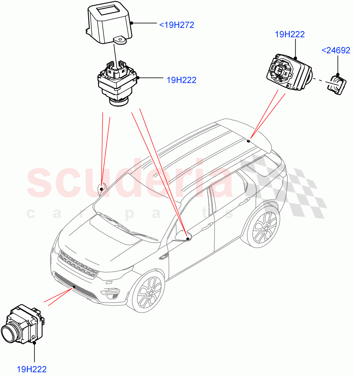 Camera Equipment (Halewood (UK), Surround Camera System, Surround Camera Sys+Water Wade Aid, 3D Surround Camera) ((V) FROMMH000001) of Land Rover Land Rover Discovery Sport (2015+) [2.0 Turbo Petrol AJ200P]