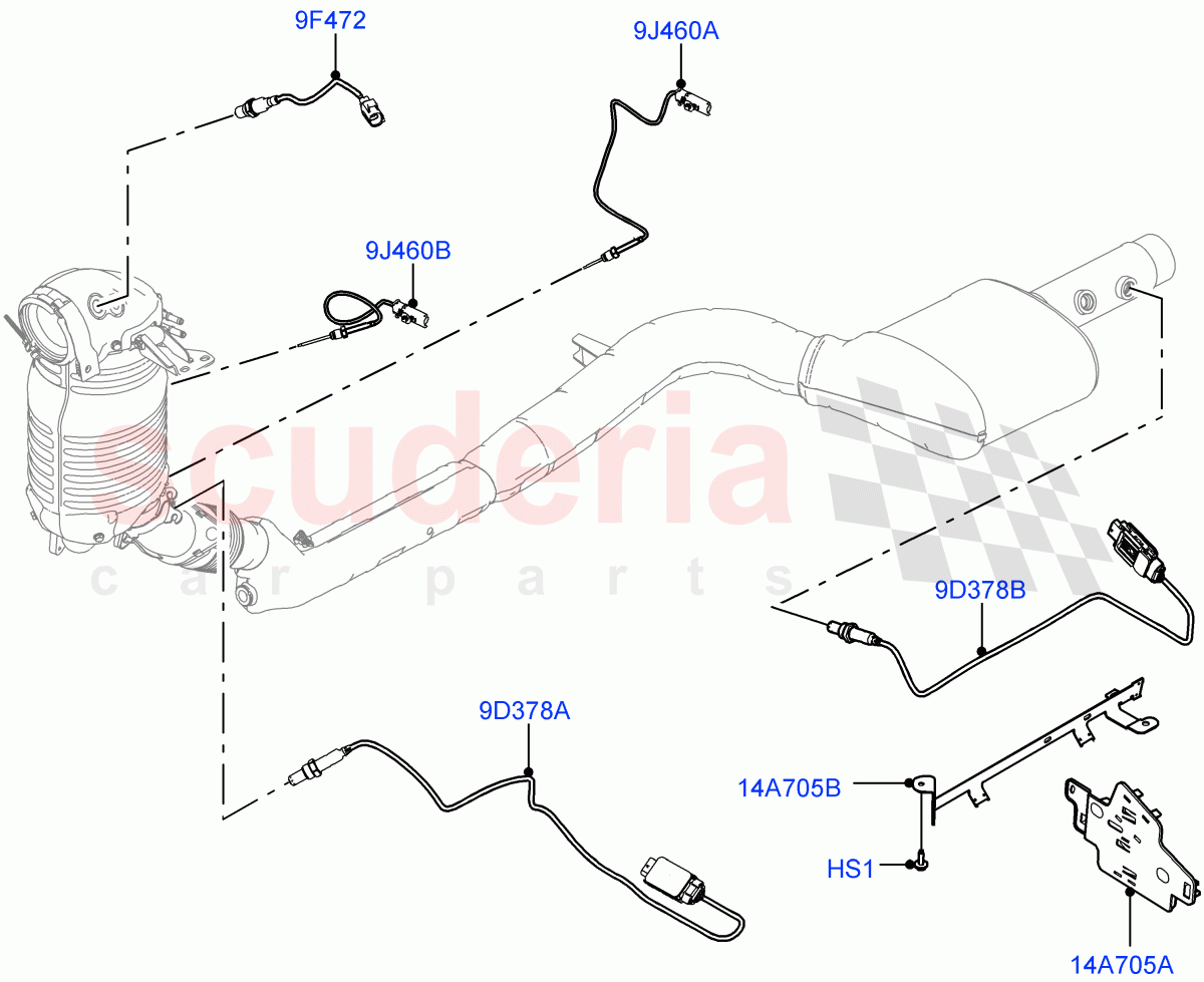 Exhaust Sensors And Modules (Nitra Plant Build) (2.0L I4 DSL HIGH DOHC AJ200, Short Wheelbase, EU5 + SCR) of Land Rover Land Rover Defender (2020+) [2.0 Turbo Diesel]