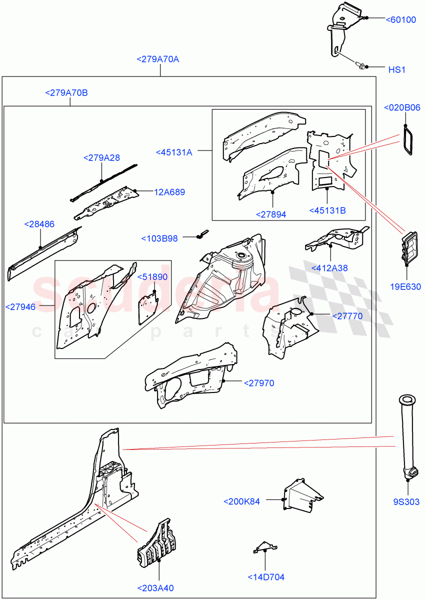 Side Panels - Inner(2 Door Convertible,Halewood (UK))((V)FROMGH125984) of Land Rover Land Rover Range Rover Evoque (2012-2018) [2.0 Turbo Petrol AJ200P]