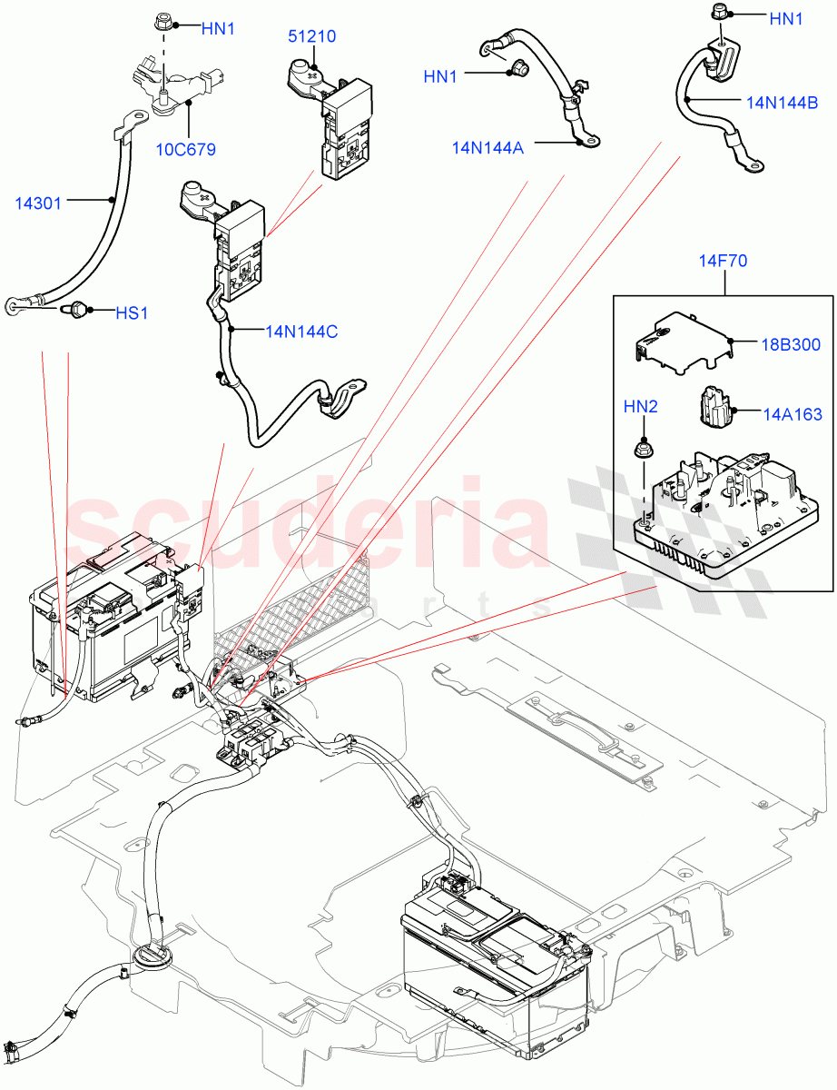 Battery Cables And Horn(Battery Cables, For Cold Climates Only)(4.4L DOHC DITC V8 Diesel,Auxillary Battery H6 AGM,3.0 V6 Diesel) of Land Rover Land Rover Range Rover Sport (2014+) [2.0 Turbo Diesel]