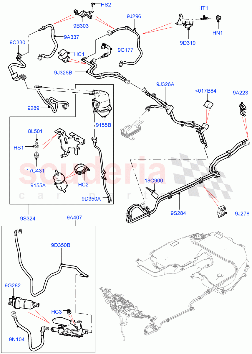 Fuel Lines(Nitra Plant Build)(2.0L I4 DSL HIGH DOHC AJ200,Fuel Tank-Diesel With Filters)((V)FROMK2000001) of Land Rover Land Rover Discovery 5 (2017+) [2.0 Turbo Diesel]