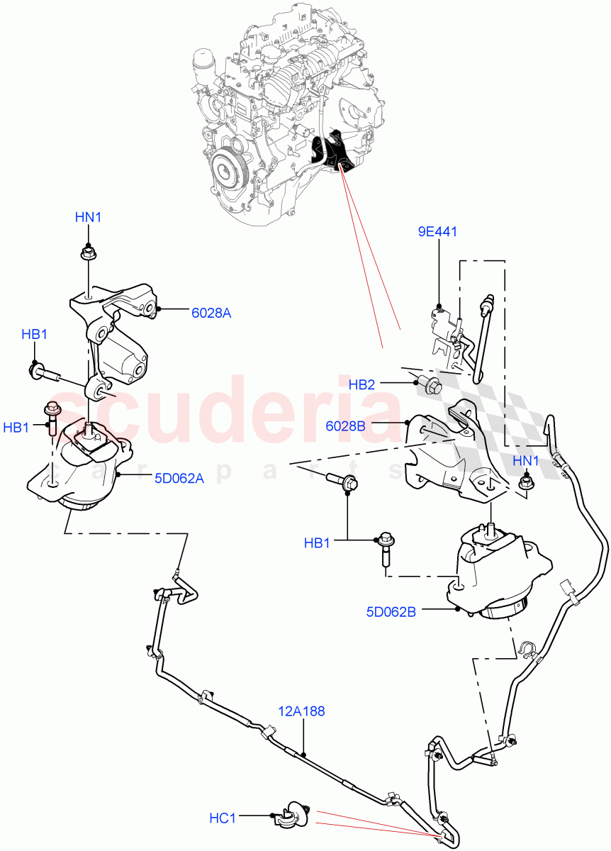 Engine Mounting(2.0L I4 DSL HIGH DOHC AJ200,2.0L I4 Mid DOHC AJ200 Petrol,2.0L I4 High DOHC AJ200 Petrol,2.0L I4 DSL MID DOHC AJ200)((V)TOLA999999) of Land Rover Land Rover Range Rover Velar (2017+) [2.0 Turbo Diesel]