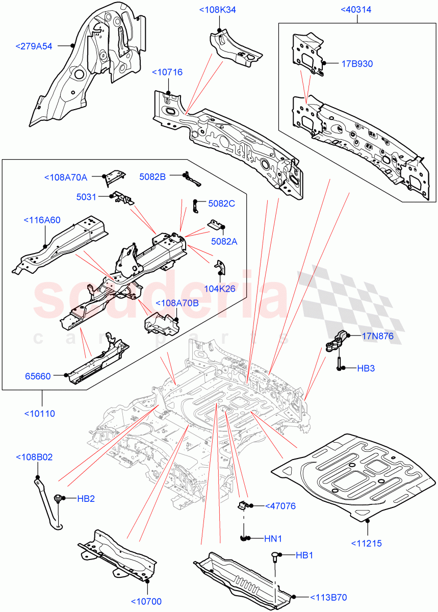 Floor Pan - Centre And Rear(Long Wheelbase)(Changsu (China)) of Land Rover Land Rover Range Rover Evoque (2019+) [2.0 Turbo Diesel]