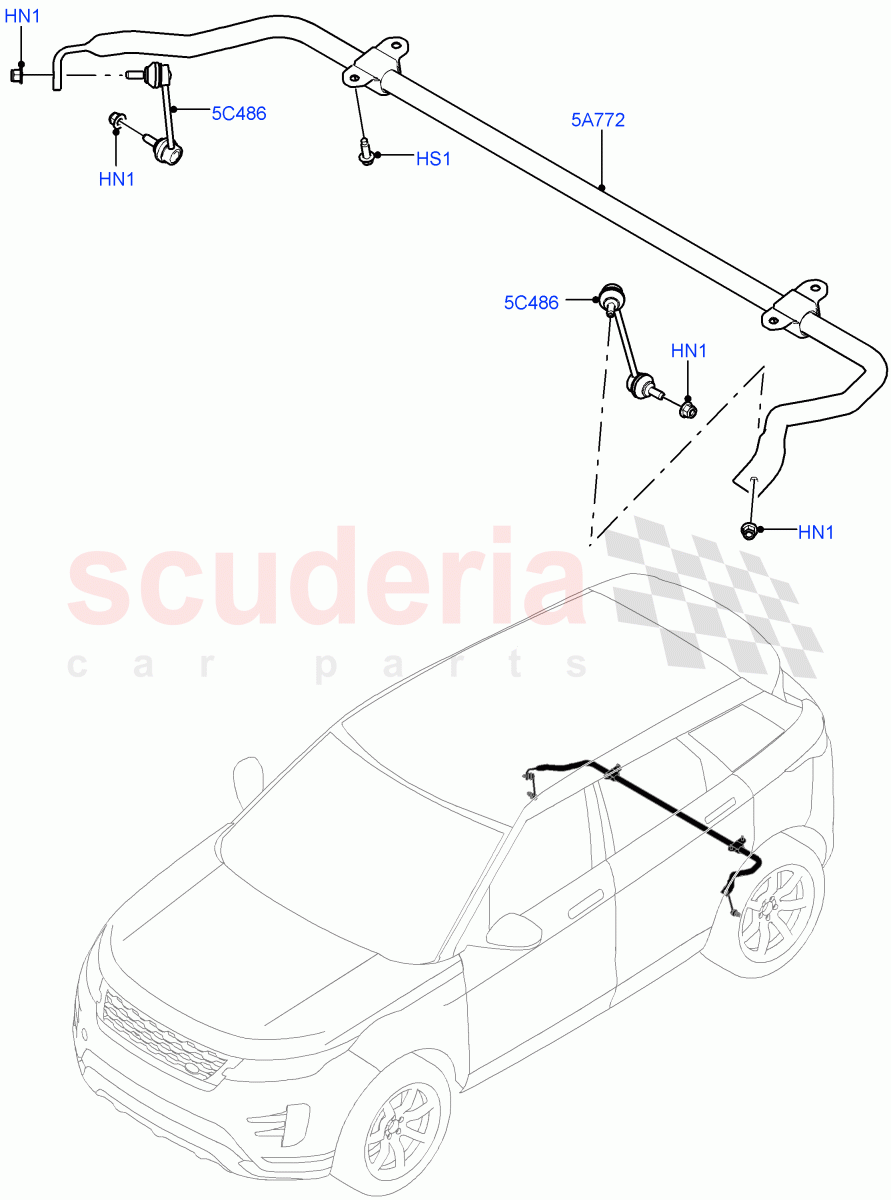 Rear Cross Member & Stabilizer Bar(Stabilizer Bar)(Halewood (UK)) of Land Rover Land Rover Range Rover Evoque (2019+) [1.5 I3 Turbo Petrol AJ20P3]