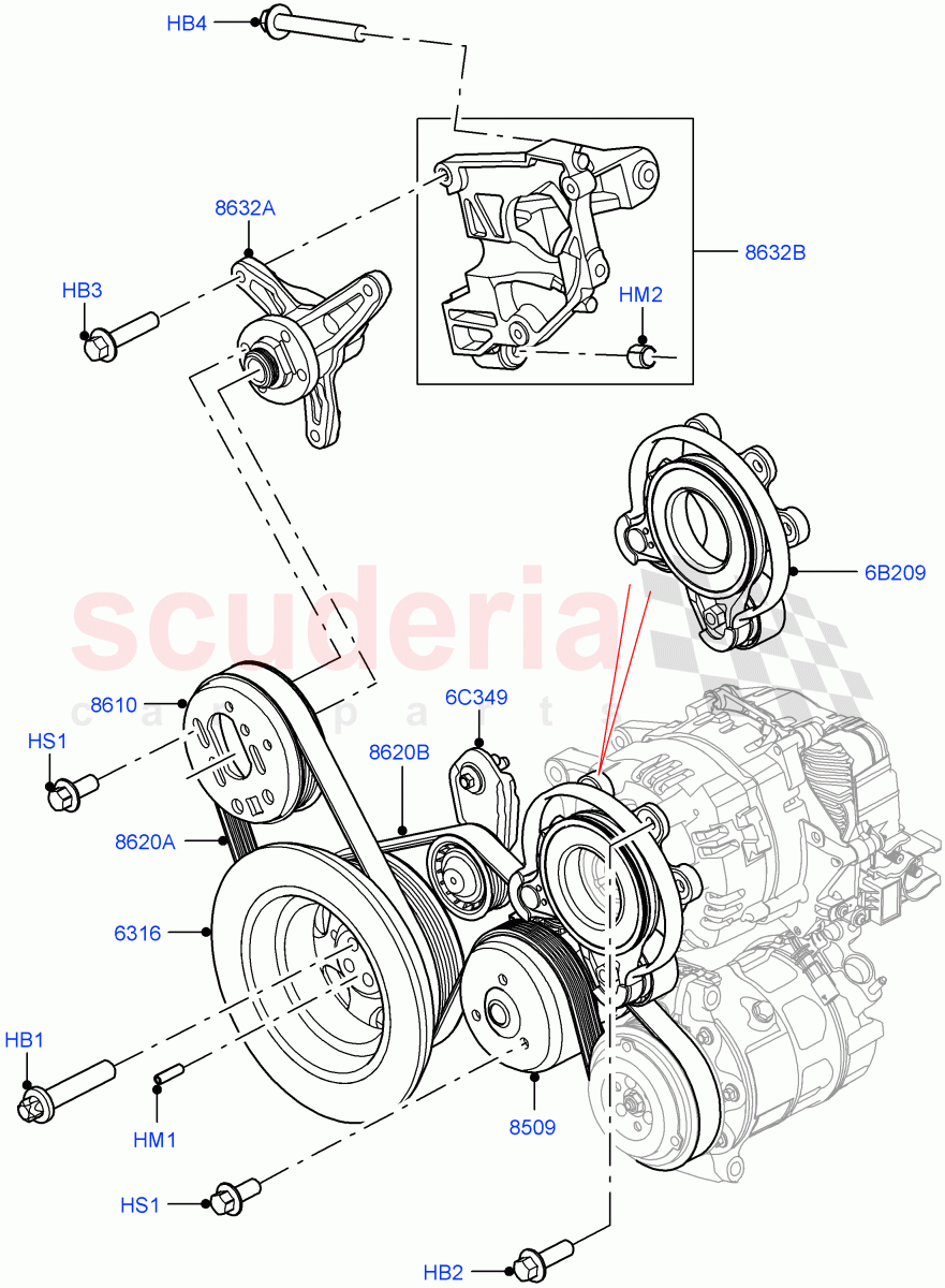 Pulleys And Drive Belts (3.0L AJ20P6 Petrol High) ((V) FROMKA000001) of Land Rover Land Rover Range Rover (2012-2021) [3.0 I6 Turbo Petrol AJ20P6]