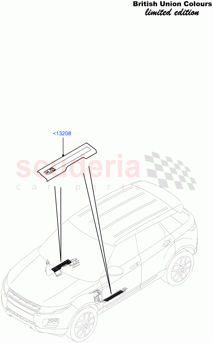 Side Trim(Union Colours LE, Union Mono Colours LE)(5 Door,Front Scuff Plate - Union Flag,Halewood (UK))((V)FROMFH000001) of Land Rover Land Rover Range Rover Evoque (2012-2018) [2.0 Turbo Diesel]