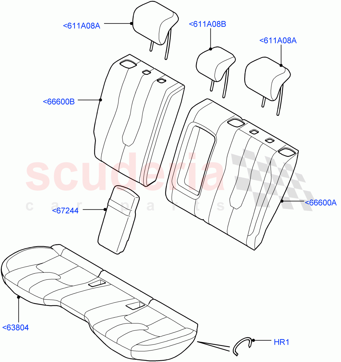 Rear Seat Covers(Taurus Leather,Changsu (China),2nd Row Seat 60/40 (3 P) - Folding)((V)FROMEG000001) of Land Rover Land Rover Range Rover Evoque (2012-2018) [2.2 Single Turbo Diesel]