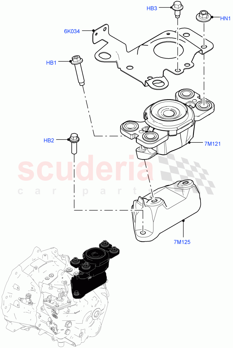 Transmission Mounting(6 Speed Manual Trans BG6,Halewood (UK))((V)FROMKH000001,(V)TOKH999999) of Land Rover Land Rover Discovery Sport (2015+) [2.0 Turbo Diesel AJ21D4]