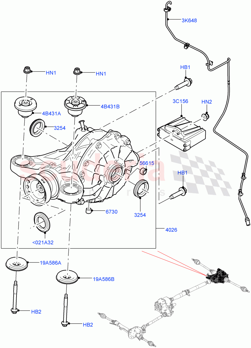 Rear Axle (Solihull Plant Build) (Rear Axle Open Style Differential) ((V) FROMHA000001) of Land Rover Land Rover Discovery 5 (2017+) [2.0 Turbo Diesel]