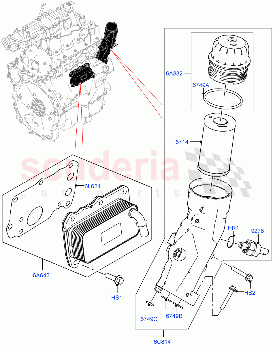 Oil Cooler And Filter (2.0L I4 DSL MID DOHC AJ200, Itatiaia (Brazil), 2.0L I4 DSL HIGH DOHC AJ200) ((V) FROMGT000001) of Land Rover Land Rover Range Rover Evoque (2012-2018) [2.0 Turbo Diesel]