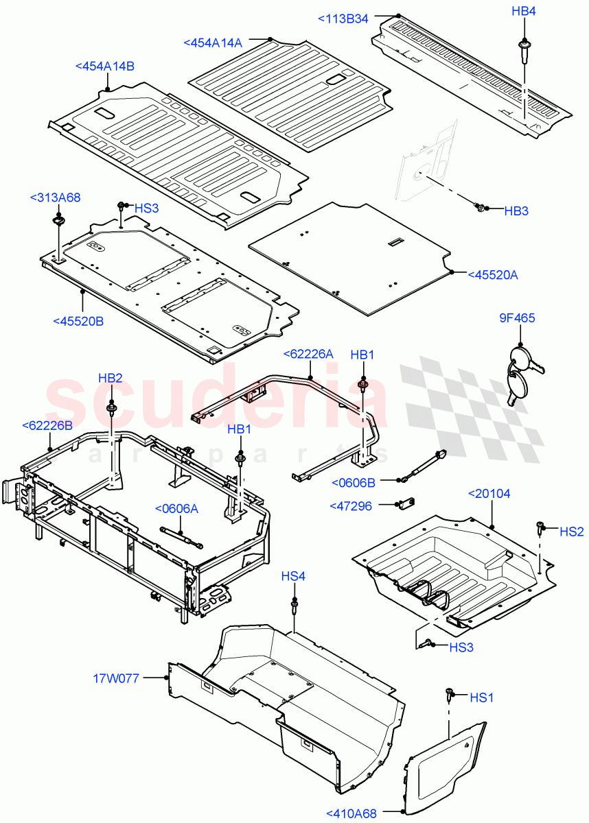 Load Compartment Trim(Commercial)(Standard Wheelbase,Version - Commercial)((V)FROMM2000001) of Land Rover Land Rover Defender (2020+) [2.0 Turbo Petrol AJ200P]