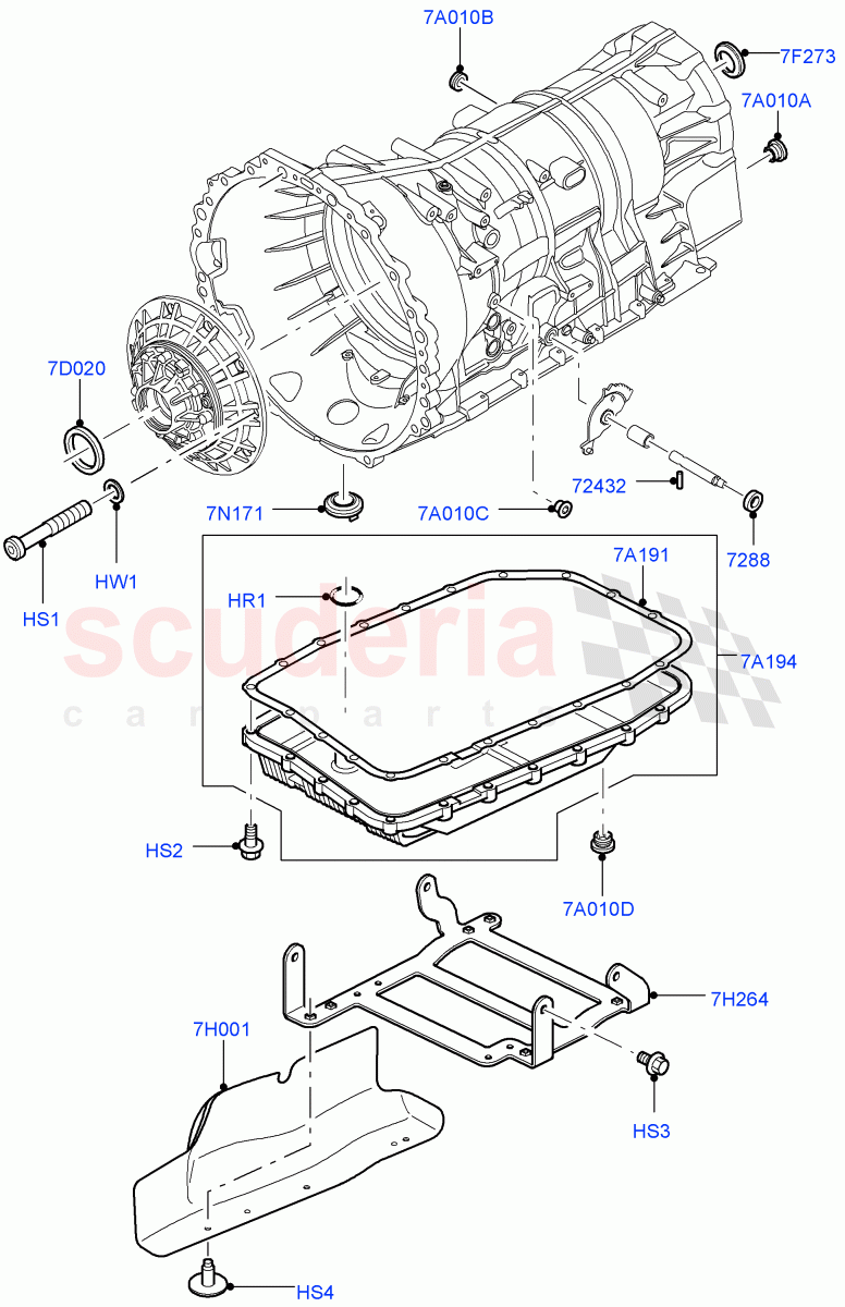 Transmission External Components (3.0 V6 Diesel, 6 Speed Auto Transmission ZF 6HP28, 5.0L OHC SGDI SC V8 Petrol - AJ133, 5.0L OHC SGDI NA V8 Petrol - AJ133) ((V) FROMAA000001) of Land Rover Land Rover Range Rover Sport (2010-2013) [5.0 OHC SGDI NA V8 Petrol]