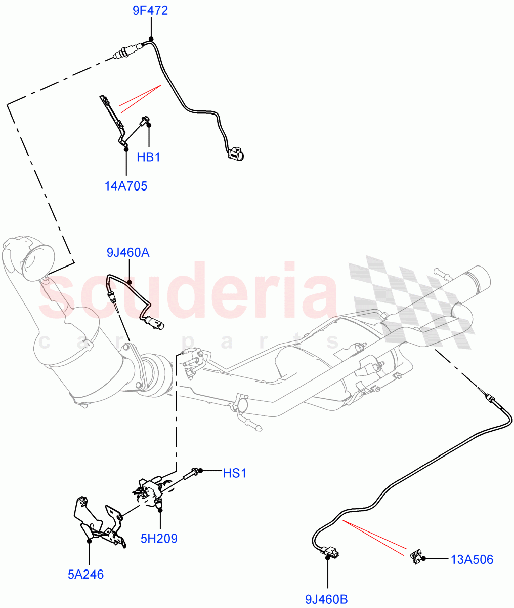 Exhaust Sensors And Modules(2.0L AJ20D4 Diesel High PTA,Stage V Plus DPF,Halewood (UK),2.0L AJ20D4 Diesel Mid PTA,Proconve L6 Emissions,DPF + DE-SOX) of Land Rover Land Rover Discovery Sport (2015+) [2.0 Turbo Diesel]