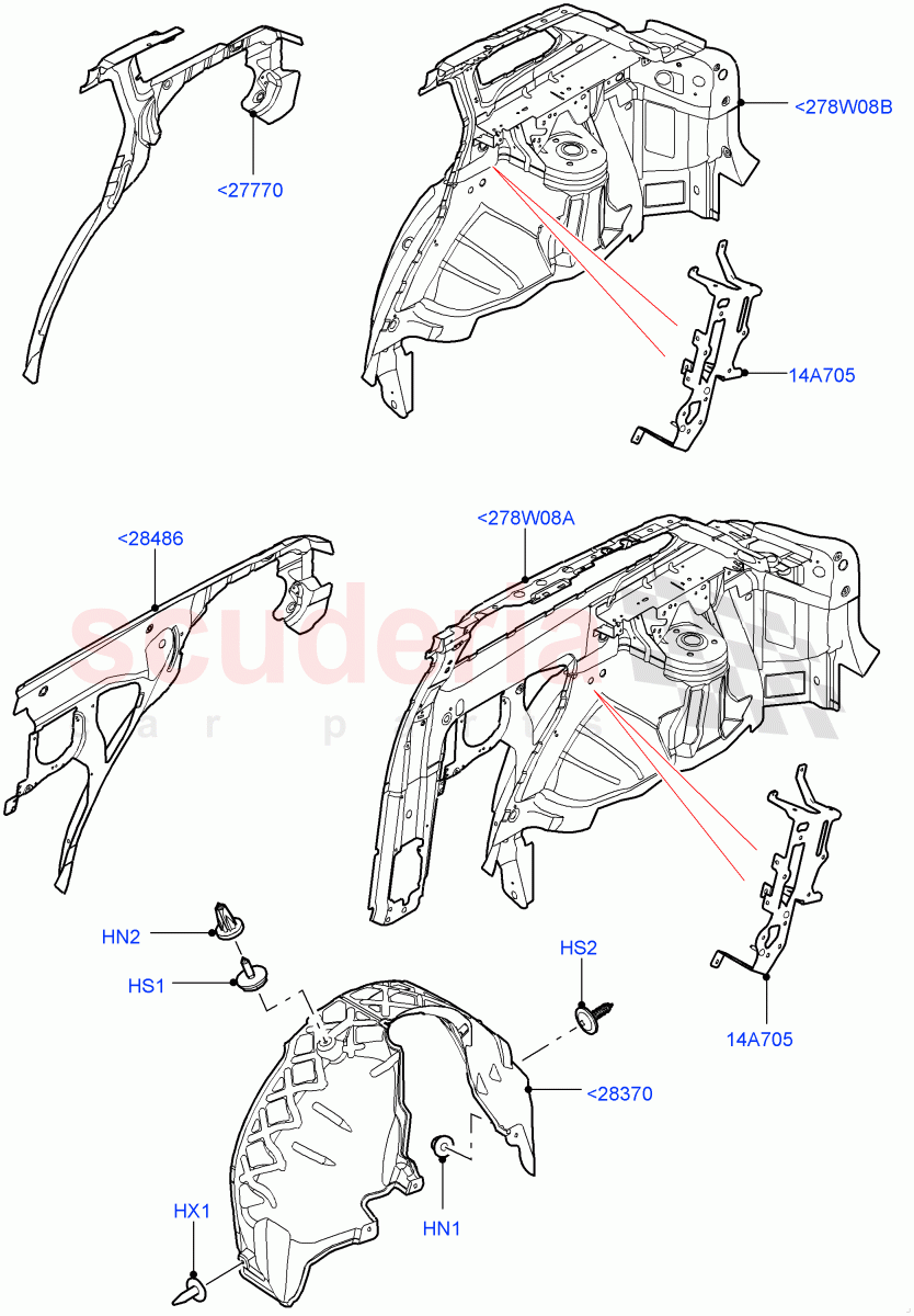 Side Panels - Inner(Rear)(Halewood (UK)) of Land Rover Land Rover Range Rover Evoque (2012-2018) [2.0 Turbo Petrol AJ200P]