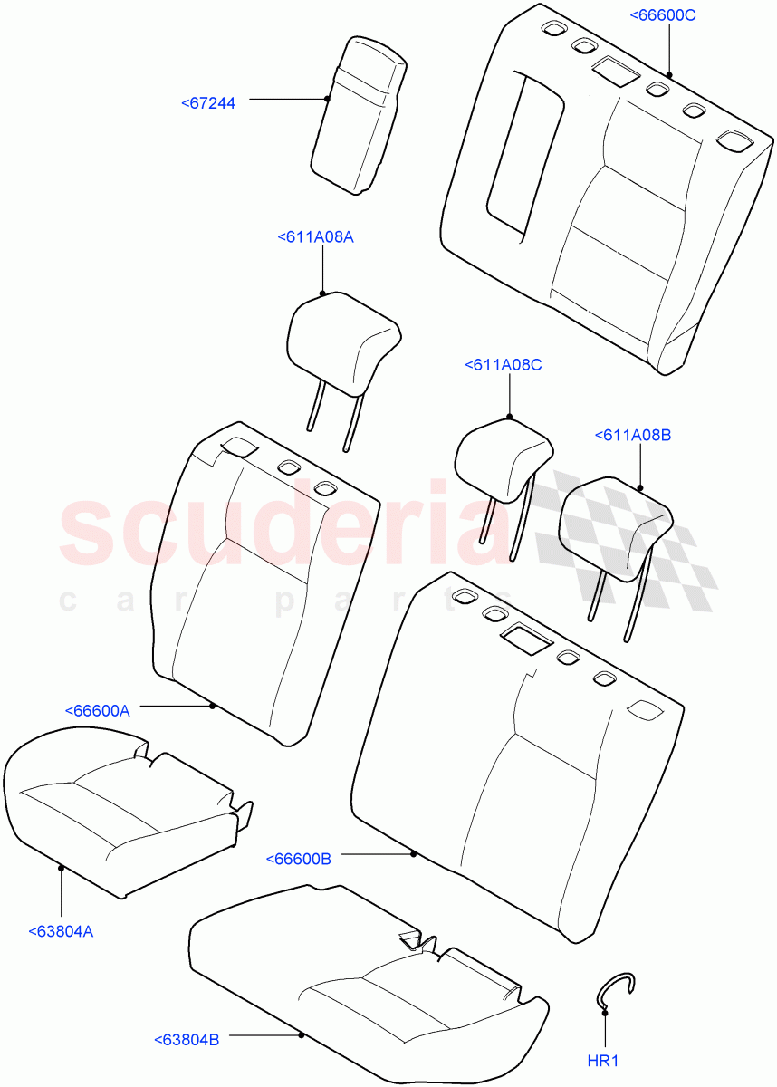 Rear Seat Covers(Grained Cloth,Itatiaia (Brazil),With 60/40 Split - Folding Rr Seat)((V)FROMGT000001) of Land Rover Land Rover Discovery Sport (2015+) [2.0 Turbo Petrol GTDI]