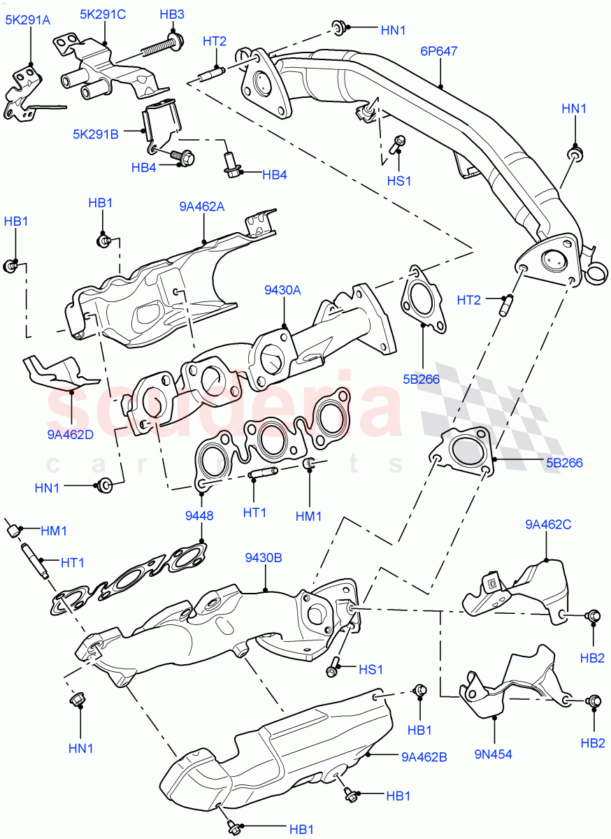 Exhaust Manifold(Nitra Plant Build)(3.0 V6 D Low MT ROW,3.0 V6 D Gen2 Mono Turbo)((V)FROMK2000001) of Land Rover Land Rover Discovery 5 (2017+) [3.0 Diesel 24V DOHC TC]