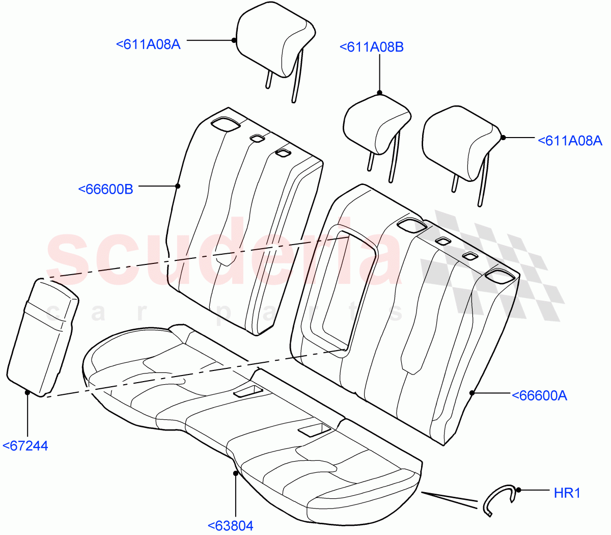 Rear Seat Covers (Windsor Leather Perforated, Changsu (China), 2nd Row Seat 60/40 (3 P) - Folding) ((V) FROMEG000001, (V) TOGG134737) of Land Rover Land Rover Range Rover Evoque (2012-2018) [2.0 Turbo Petrol AJ200P]