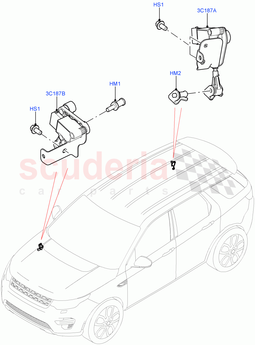 Automatic Headlamp Levelling System(Changsu (China),Less Adaptive Damping,With Adaptive Headlamps Bi Xenon,With BI - Xenon Headlamps)((V)FROMFG000001,(V)TOKG446856) of Land Rover Land Rover Discovery Sport (2015+) [1.5 I3 Turbo Petrol AJ20P3]