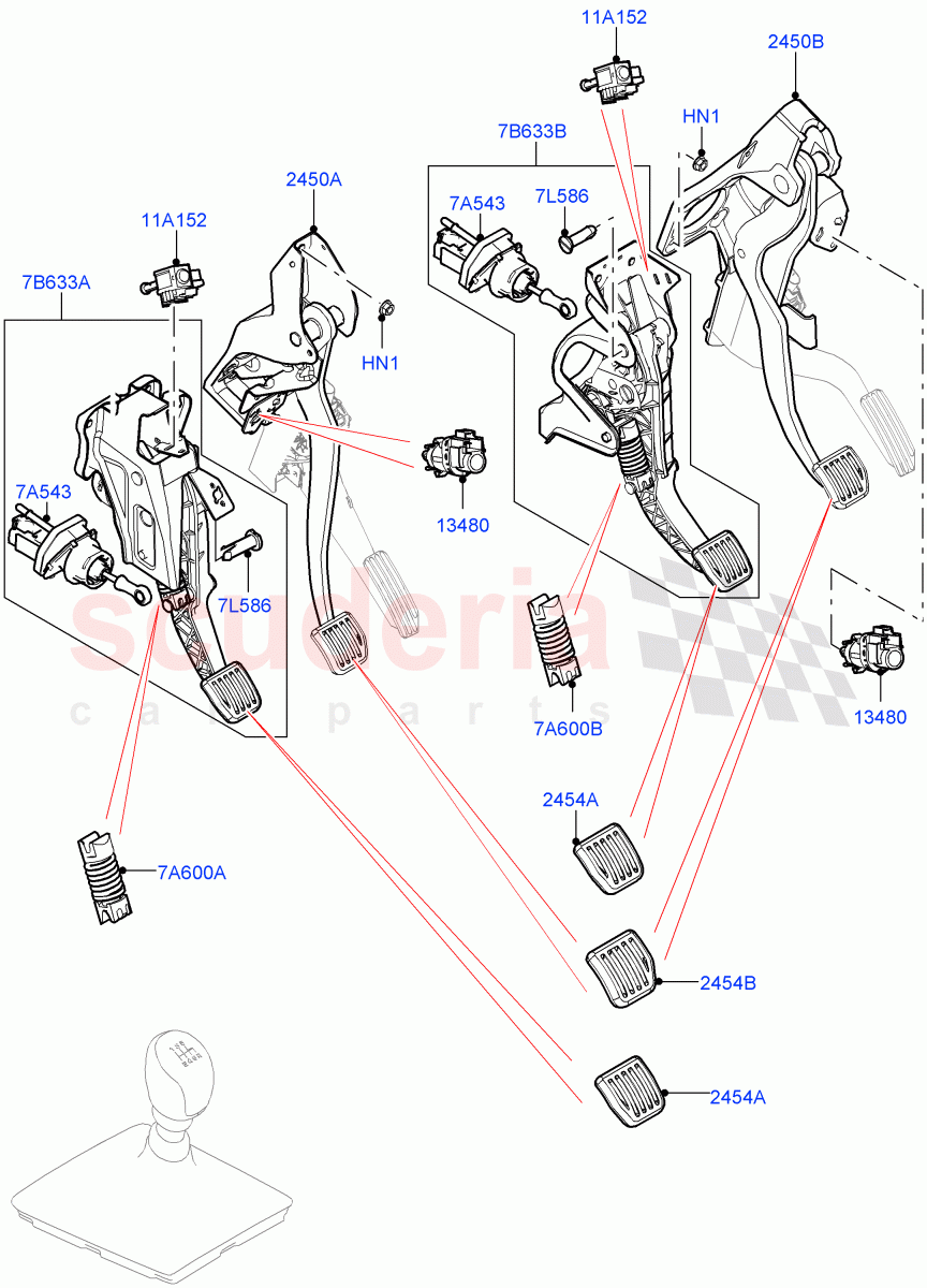 Brake And Clutch Controls(6 Speed Manual Trans BG6,Halewood (UK))((V)TOLH999999) of Land Rover Land Rover Range Rover Evoque (2019+) [1.5 I3 Turbo Petrol AJ20P3]