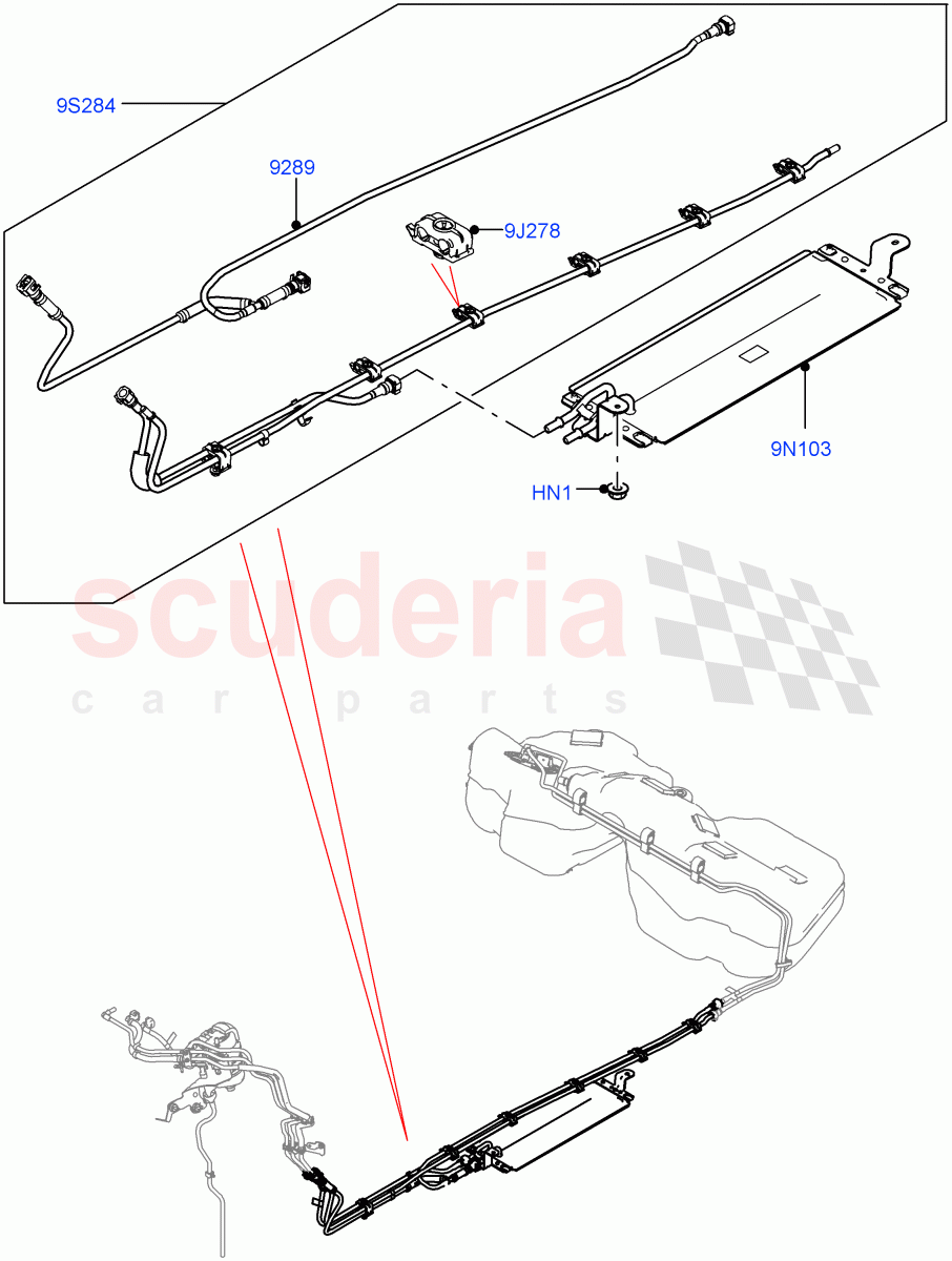 Fuel Lines(Rear)(3.0 V6 D Gen2 Twin Turbo) of Land Rover Land Rover Range Rover Velar (2017+) [3.0 Diesel 24V DOHC TC]